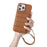 For iPhone 15 Pro Case Card Slots Kickstand PU Leather + PET Phone Cover with Wrist Strap - Dark Brown - 1