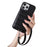 For iPhone 16 Pro Max Case Card Slots Kickstand PU Leather + PET Phone Cover with Wrist Strap - Black - 1