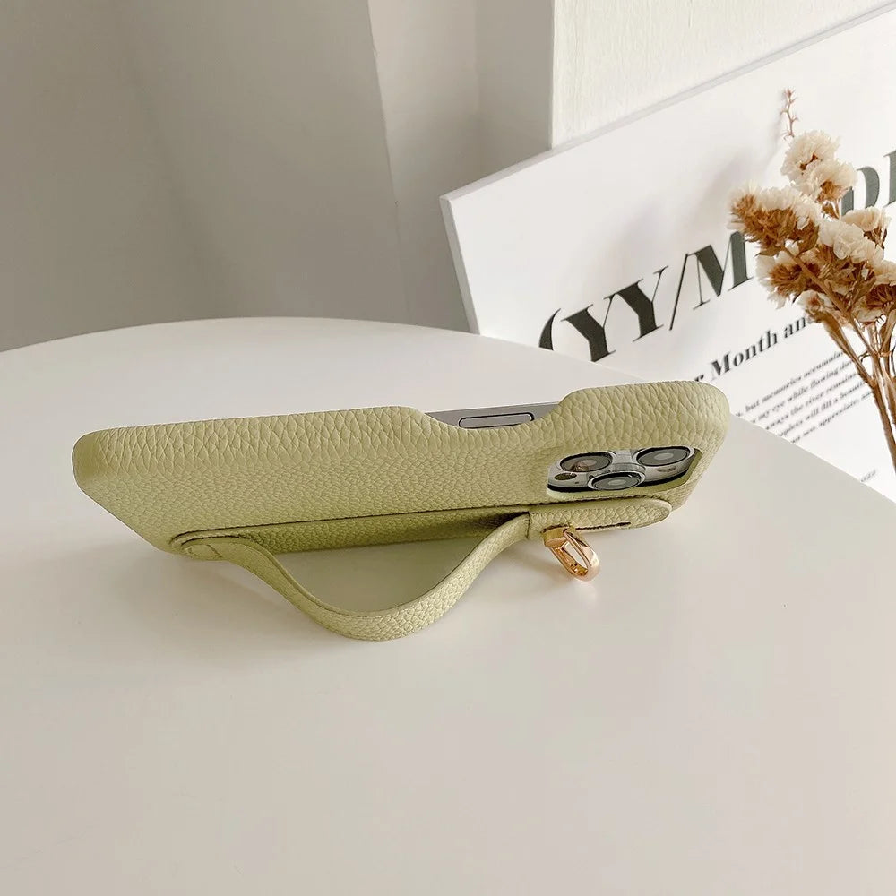 For iPhone 16 Pro Case Wristband Kickstand PU Leather + PET Phone Cover - Green - 3