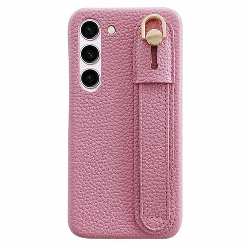 For Samsung Galaxy S23 Case Wristband Kickstand PU Leather + PET Phone Cover - Pink - 1