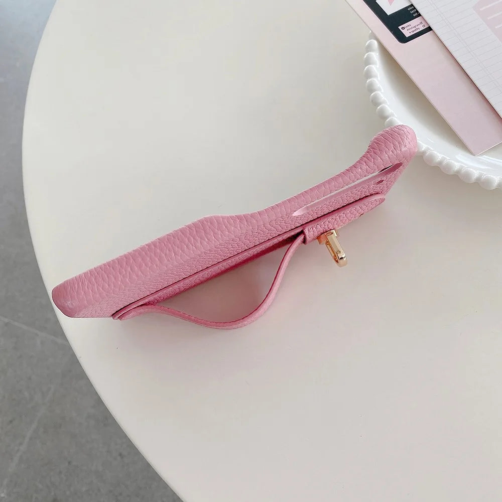 For Samsung Galaxy S23 Case Wristband Kickstand PU Leather + PET Phone Cover - Pink - 3