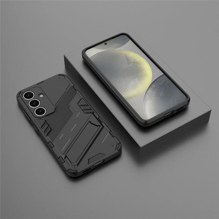 For Samsung Galaxy A26 5G Case PC+TPU Shockproof Phone Cover with Kickstand - Black - 6