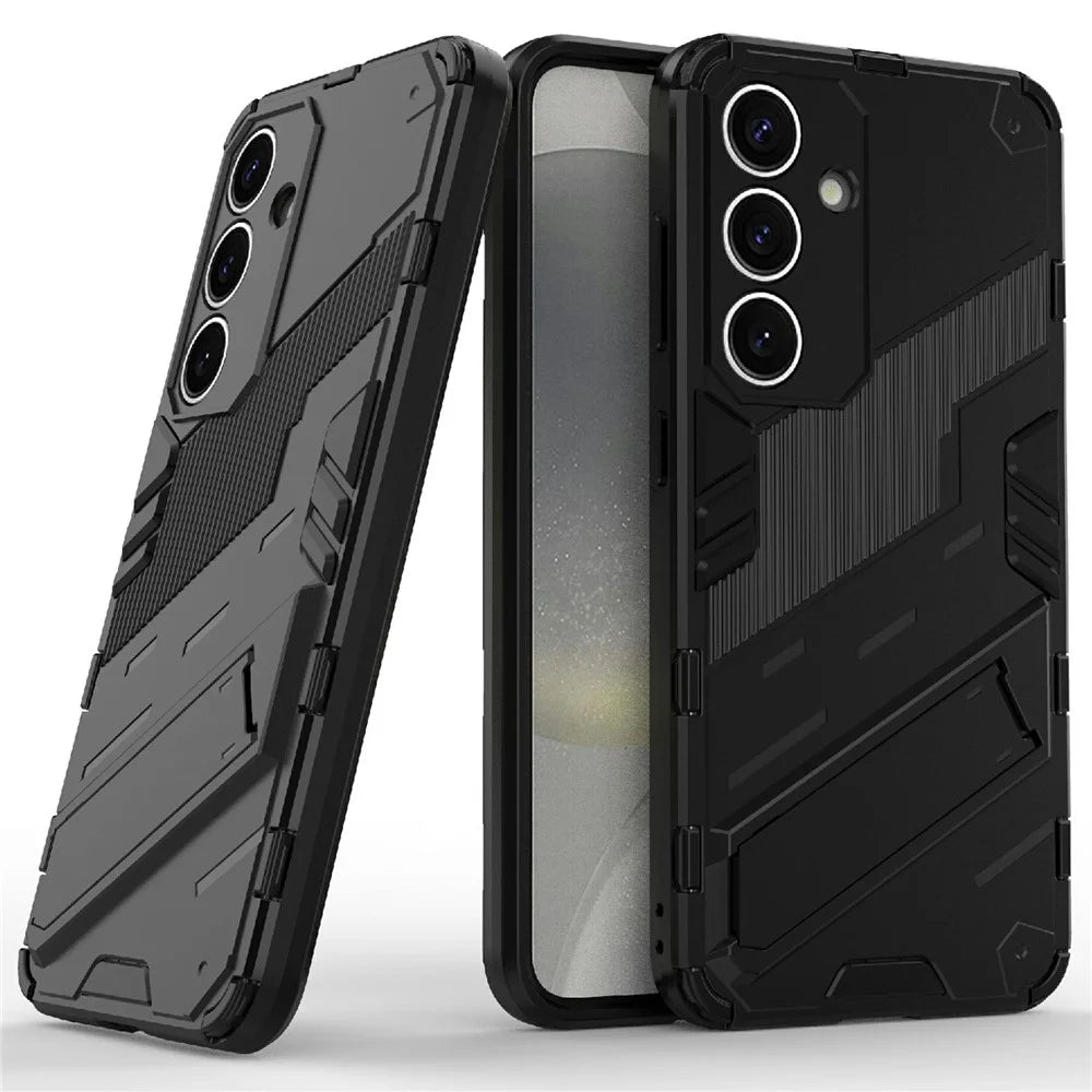 For Samsung Galaxy A36 5G Case PC+TPU Shockproof Phone Cover with Kickstand - Black - 3