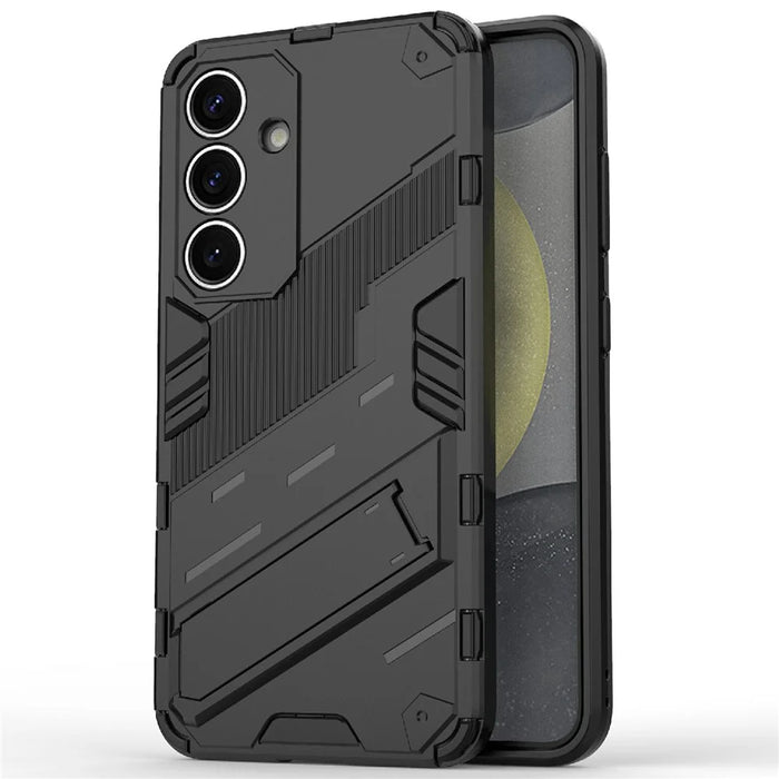 For Samsung Galaxy A56 5G Case PC+TPU Shockproof Phone Cover with Kickstand - Black - 1