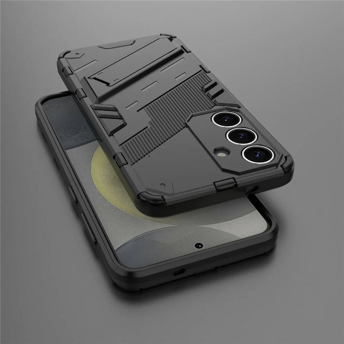 For Samsung Galaxy A56 5G Case PC+TPU Shockproof Phone Cover with Kickstand - Black - 5