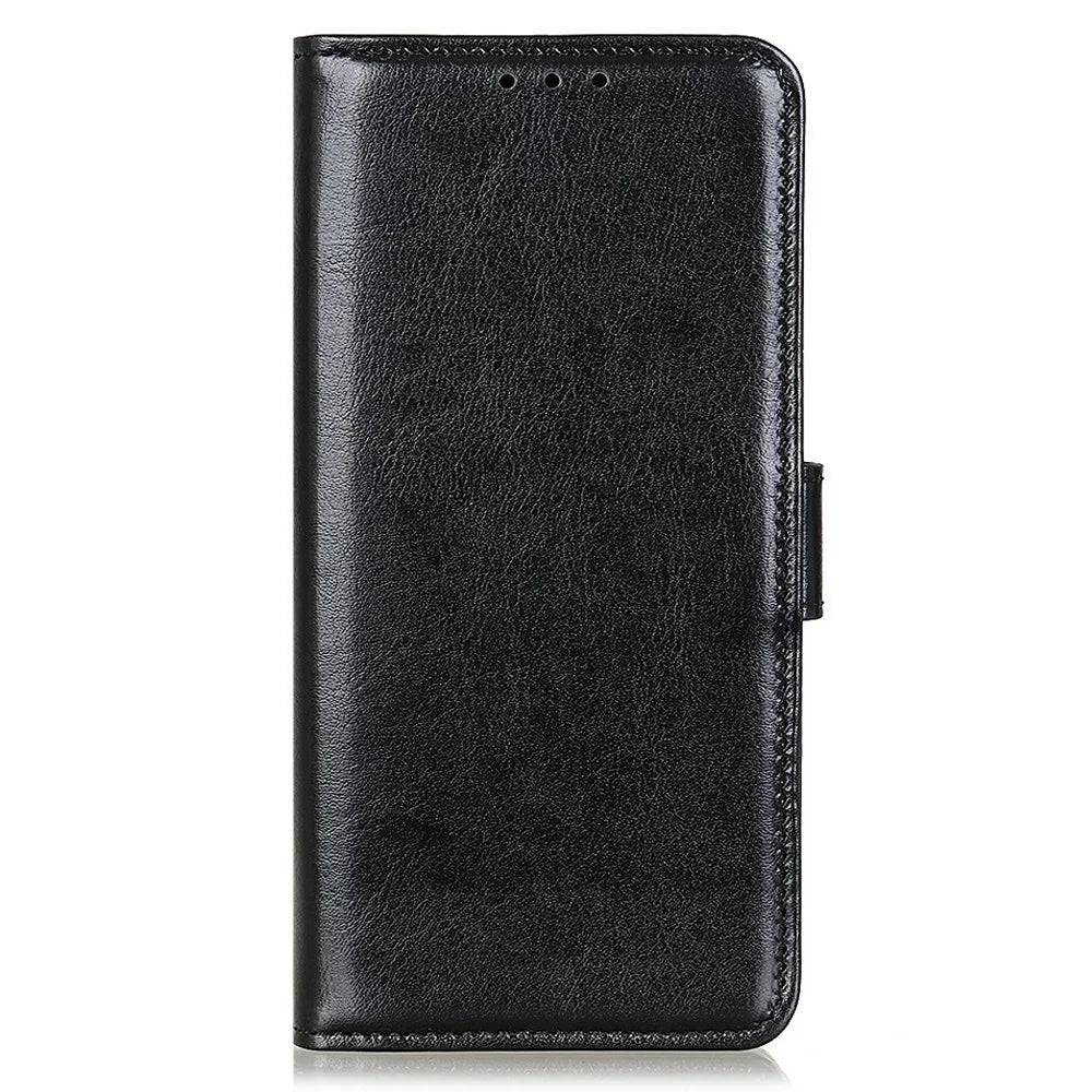 For Samsung Galaxy A56 5G Case Crazy Horse Texture PU Leather Phone Stand Cover - Black - 5