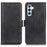 For Samsung Galaxy A26 5G Case Stand Cowhide Texture PU Leather Phone Cover - Black - 1
