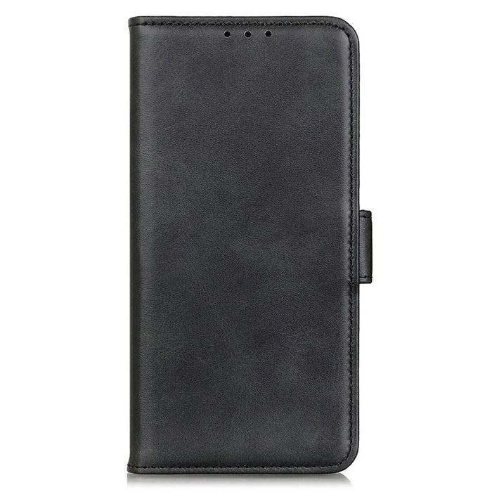 For Samsung Galaxy A26 5G Case Stand Cowhide Texture PU Leather Phone Cover - Black - 5