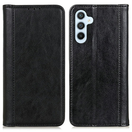 For Samsung Galaxy A26 5G Stand Case Split Leather Litchi Texture Wallet Phone Cover - Black - 1