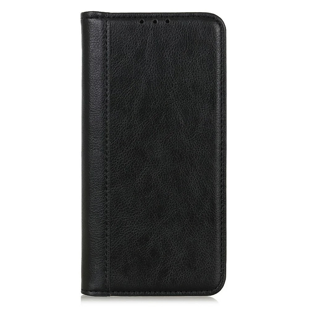 For Samsung Galaxy A26 5G Stand Case Split Leather Litchi Texture Wallet Phone Cover - Black - 6
