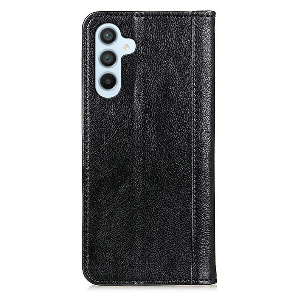 For Samsung Galaxy A26 5G Stand Case Split Leather Litchi Texture Wallet Phone Cover - Black - 7