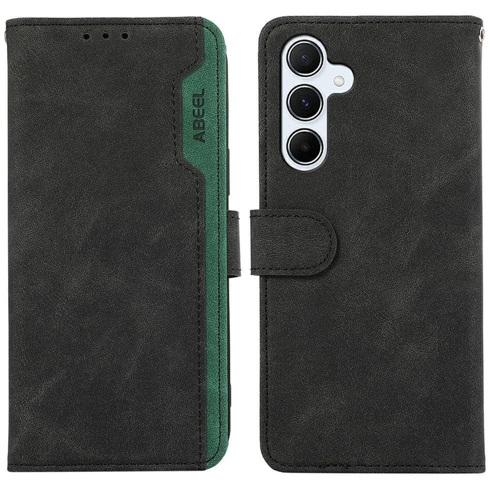 ABEEL For Samsung Galaxy A26 5G Case Color Splicing Leather Flip Phone Cover RFID Blocking - Black - 1