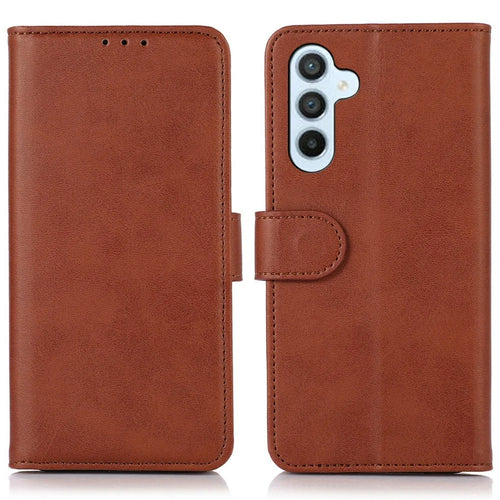 For Samsung Galaxy A26 5G Case Cowhide Texture Leather Wallet Phone Cover with Stand - Brown - 1