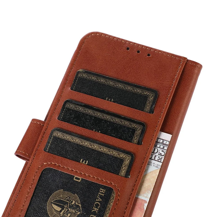 For Samsung Galaxy A26 5G Case Cowhide Texture Leather Wallet Phone Cover with Stand - Brown - 4