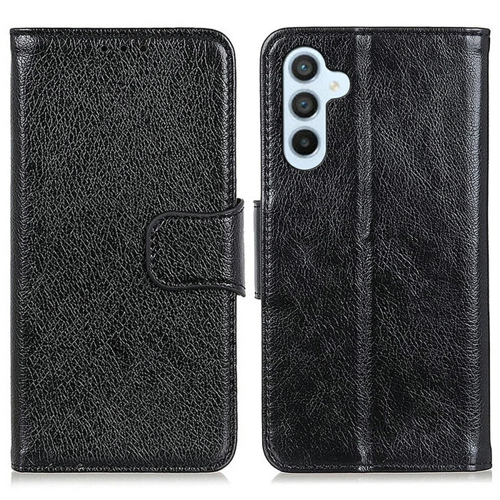 For Samsung Galaxy A26 5G Case Nappa Texture Split Leather Wallet Phone Cover - Black - 1