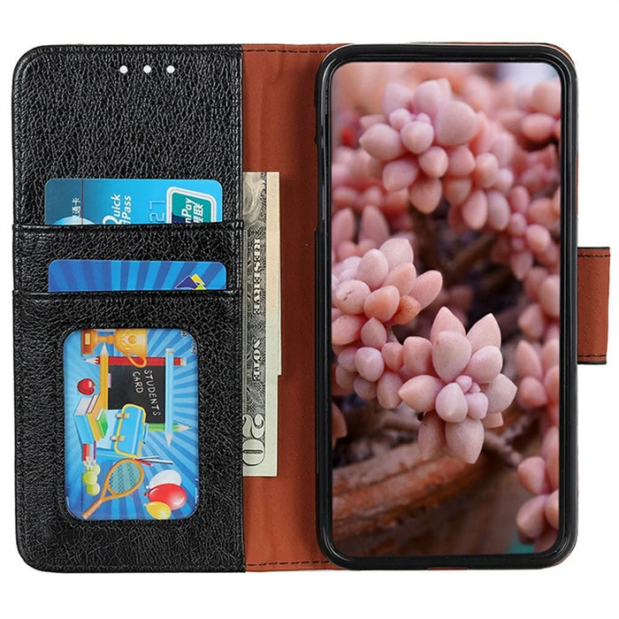 For Samsung Galaxy A26 5G Case Nappa Texture Split Leather Wallet Phone Cover - Black - 3