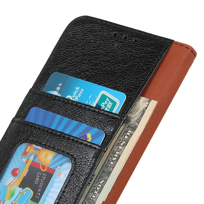 For Samsung Galaxy A26 5G Case Nappa Texture Split Leather Wallet Phone Cover - Black - 5