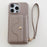 For iPhone 13 Pro Max Case Mirror Design PU Leather Back Cover with Card Slots, Wrist Strap - Grey - 2