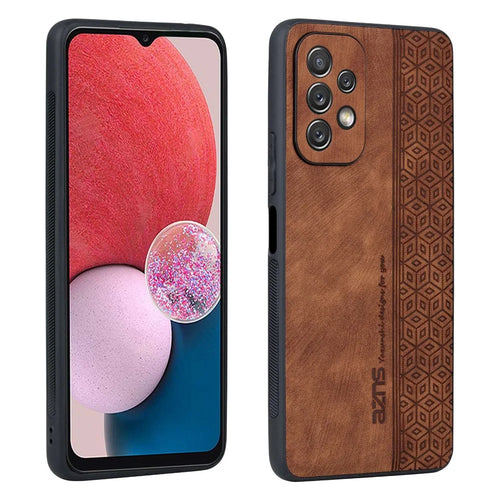 AZNS For Samsung Galaxy A13 4G Anti-scratch Cell Phone Cover Shell Imprinted Pattern PU Leather+TPU Phone Case - Brown - 1