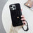 For iPhone 13 Pro Case Mirror Design PU Leather Back Cover with Card Slots, Wrist Strap - Black - 1