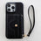 For iPhone 13 Pro Case Mirror Design PU Leather Back Cover with Card Slots, Wrist Strap - Black - 2