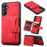 For Samsung Galaxy S25+ Case Wallet Card Slot TPU+PU Leather Back Phone Cover - Red - 1