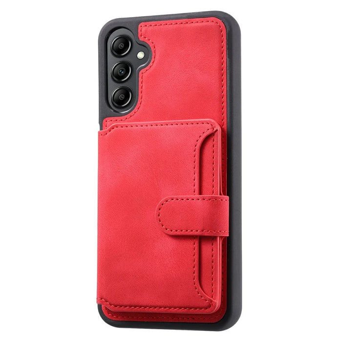 For Samsung Galaxy S25+ Case Wallet Card Slot TPU+PU Leather Back Phone Cover - Red - 5