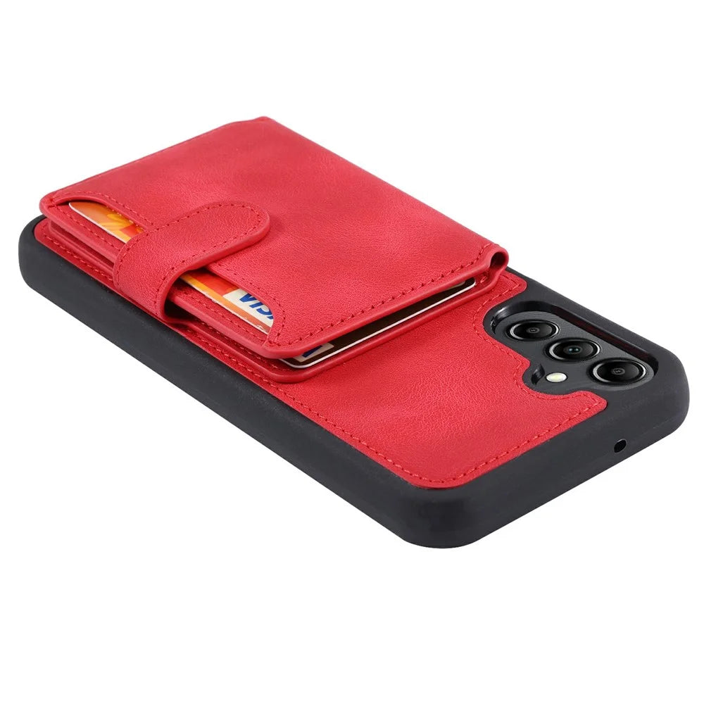 For Samsung Galaxy S25 Case Wallet Card Slot TPU+PU Leather Back Phone Cover - Red - 4