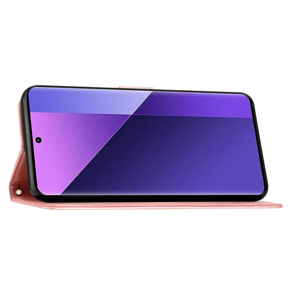 For Samsung Galaxy A26 5G Case PU Leather Phone Wallet Cover with Strap - Rose Gold - 4