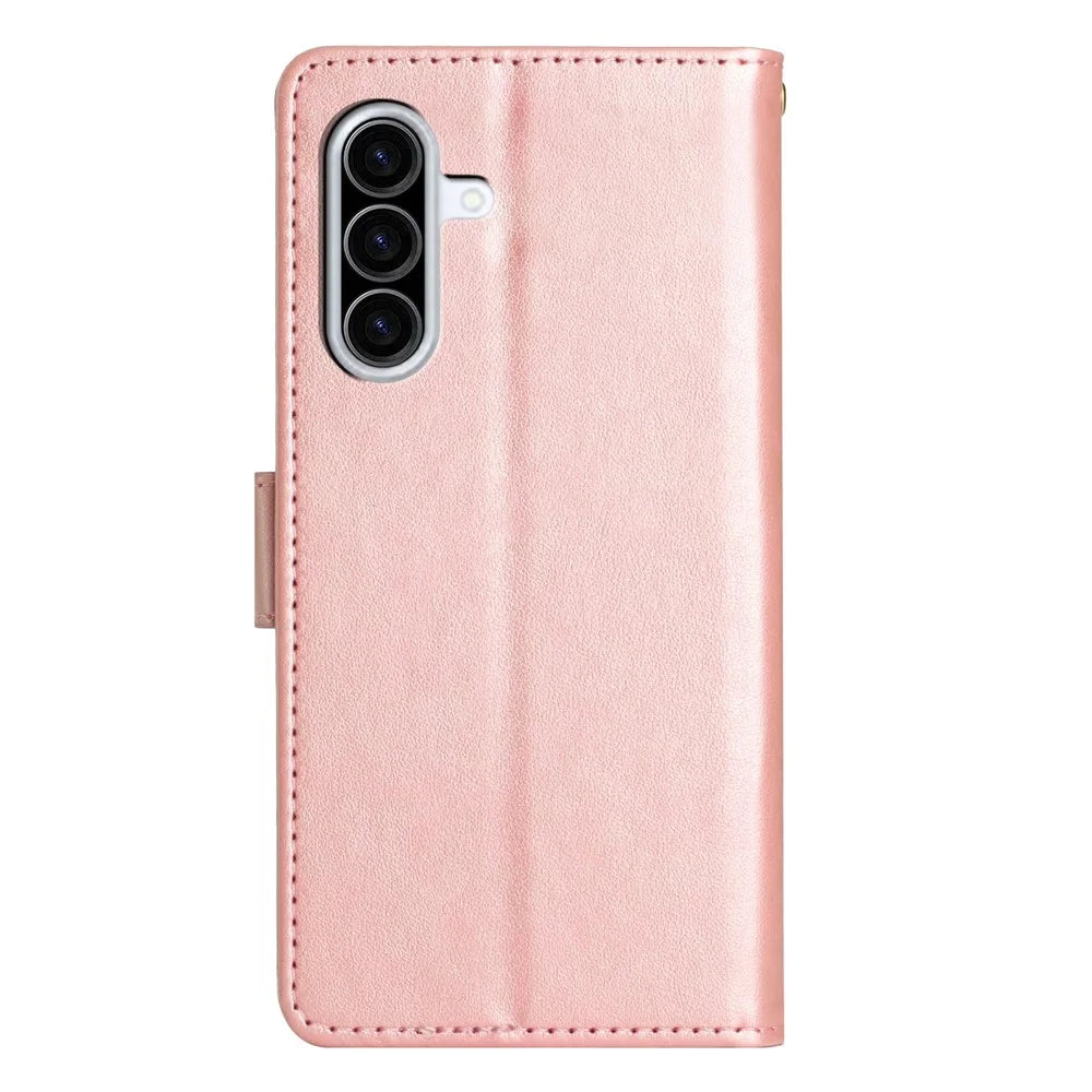 For Samsung Galaxy A26 5G Case PU Leather Phone Wallet Cover with Strap - Rose Gold - 7