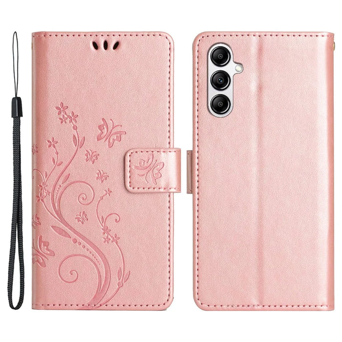 For Samsung Galaxy A56 5G Case PU Leather Phone Wallet Cover with Strap - Rose Gold - 1