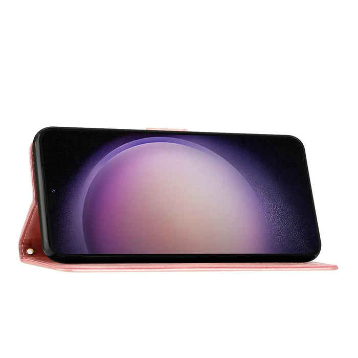 For Samsung Galaxy A56 5G Case PU Leather Phone Wallet Cover with Strap - Rose Gold - 4