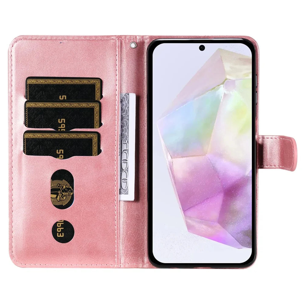 For Samsung Galaxy A56 5G / A36 5G Case Zipper Wallet Calf Texture PU Leather Phone Cover - Pink - 2