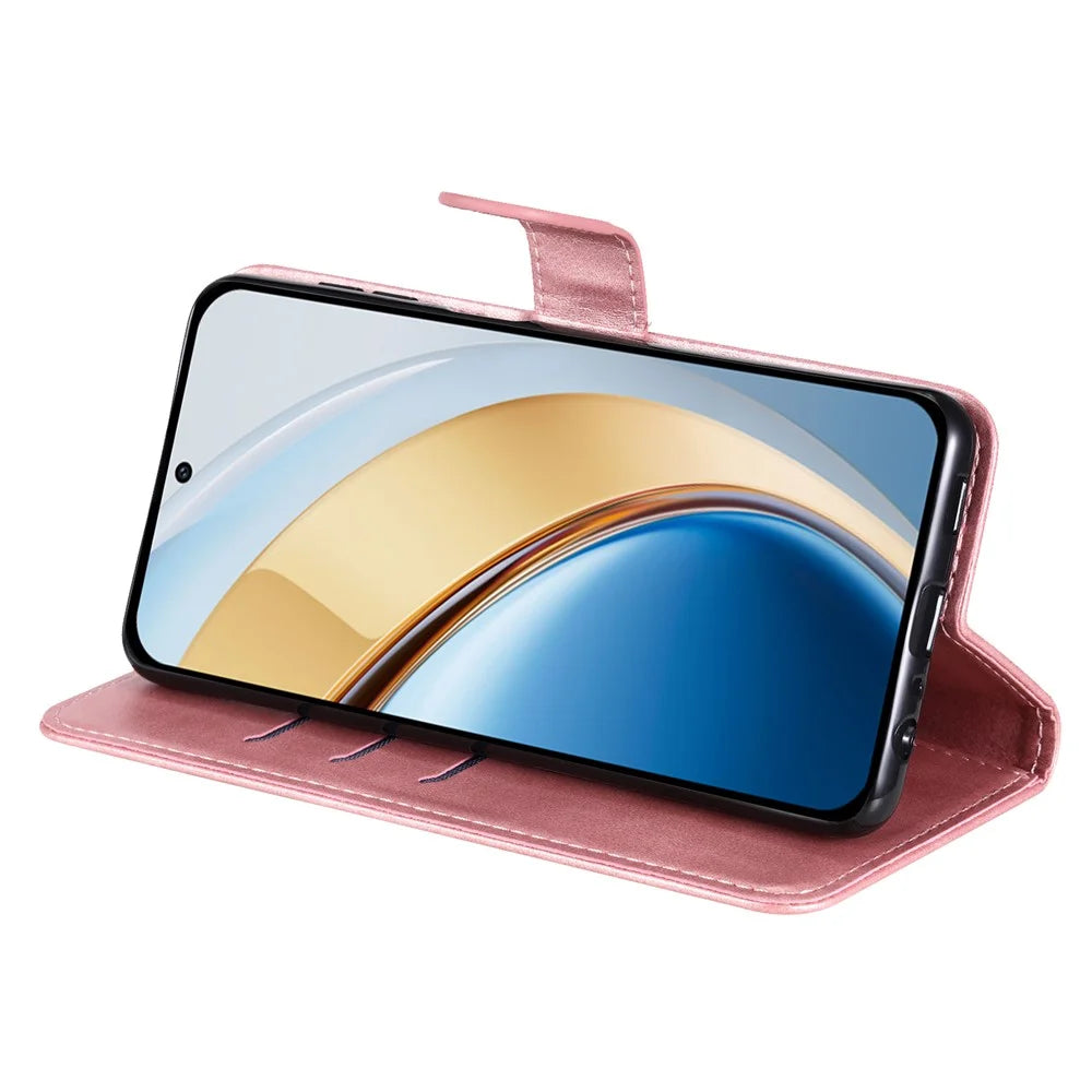 Zipper Wallet Case for vivo Y300 5G / Y200 5G / V40 Lite (Indonesia) 5G / 4G Calf Texture Leather Phone Cover - Pink - 4