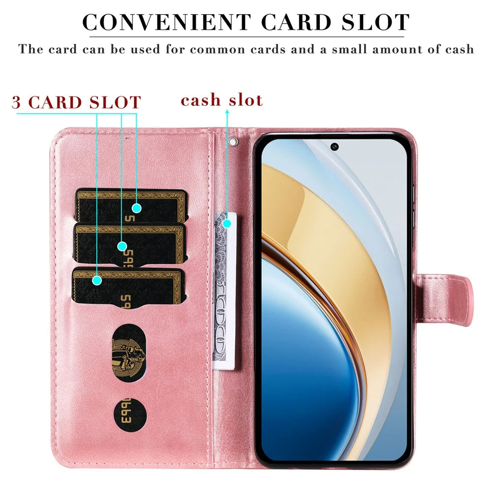 Zipper Wallet Case for vivo Y300 5G / Y200 5G / V40 Lite (Indonesia) 5G / 4G Calf Texture Leather Phone Cover - Pink - 6