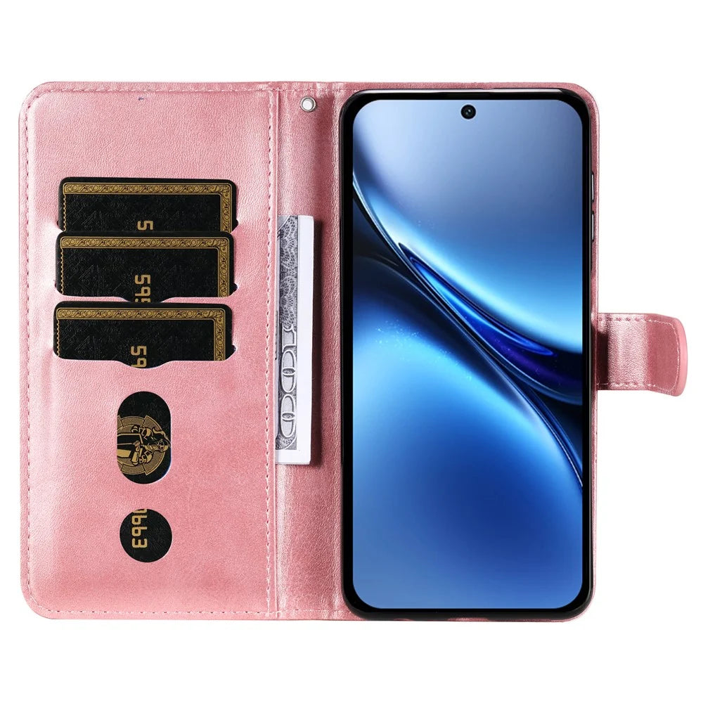 For vivo X200 5G Case Zipper Wallet Calf Texture PU Leather Phone Cover - Pink - 2