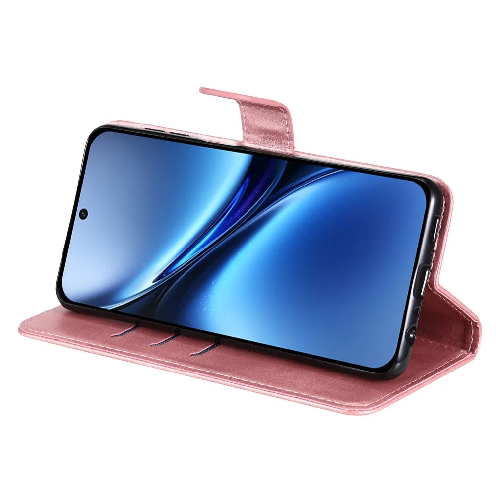 For vivo X200 5G Case Zipper Wallet Calf Texture PU Leather Phone Cover - Pink - 4