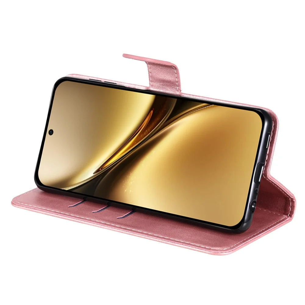 For vivo X200 Pro 5G Case Zipper Wallet Calf Texture PU Leather Phone Cover - Pink - 4