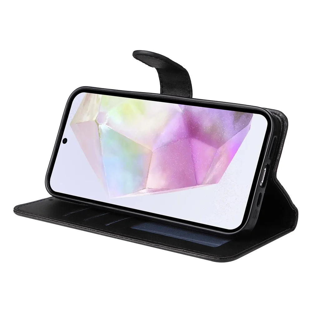 For Samsung Galaxy A56 5G Case Wallet PU Leather Folio Flip Phone Cover - Black - 3