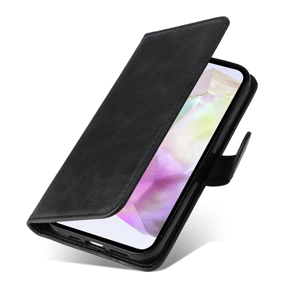 For Samsung Galaxy A56 5G Case Wallet PU Leather Folio Flip Phone Cover - Black - 5