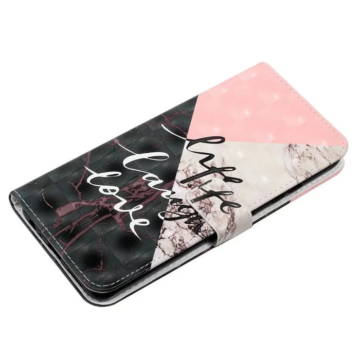 For Samsung Galaxy A36 5G Case 3D Creative Pattern PU Leather Stand Phone Cover - Tri-Color Marble - 5
