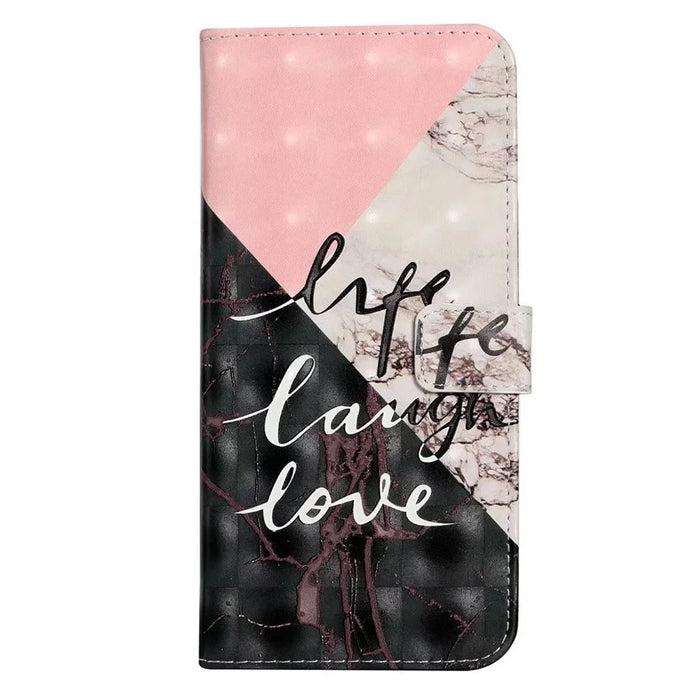 For Samsung Galaxy A36 5G Case 3D Creative Pattern PU Leather Stand Phone Cover - Tri-Color Marble - 6