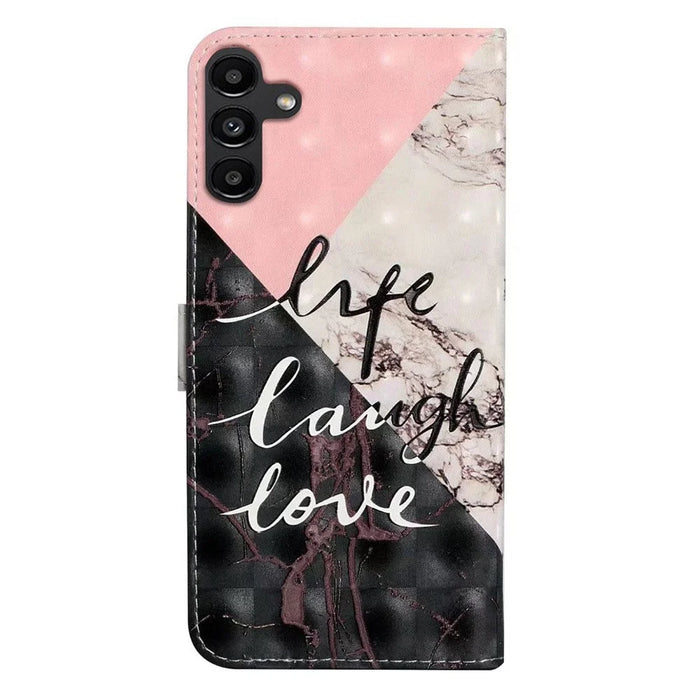 For Samsung Galaxy A36 5G Case 3D Creative Pattern PU Leather Stand Phone Cover - Tri-Color Marble - 7