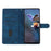 For Samsung Galaxy A26 5G Case Leather Imprinted Flower Phone Cover Wallet with Wrist Strap - Blue - 3