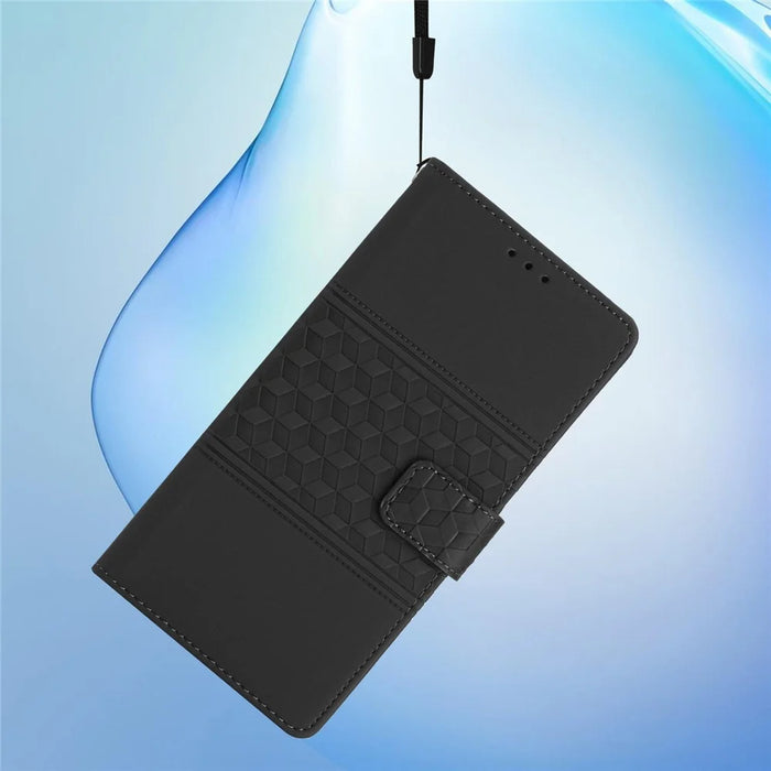For Samsung Galaxy A36 5G Case Rhombus Leather Horizontal Flip Phone Cover - Black - 4