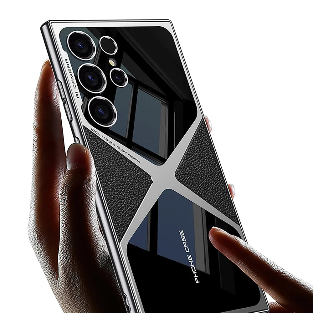 GKK For Samsung Galaxy S25 Ultra Case X Shape Design Protective Hybrid Phone Cover - Carbon Fiber Texture - 3