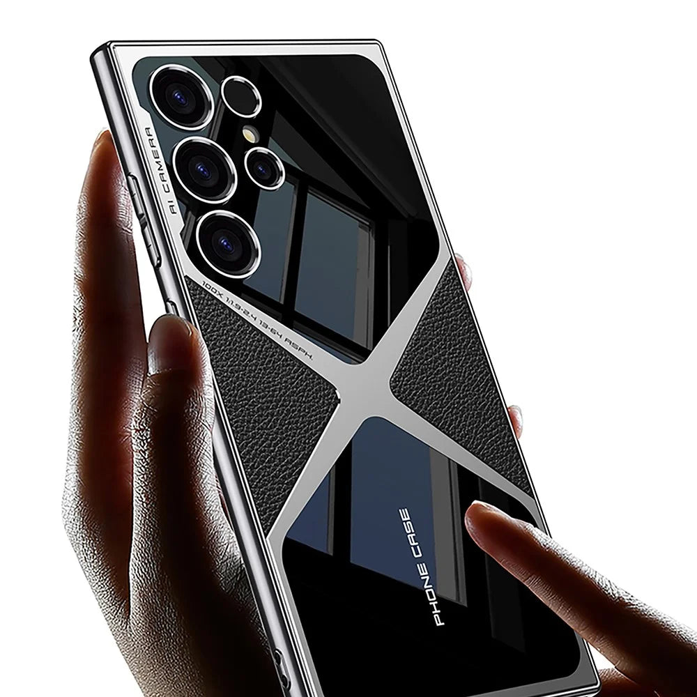 GKK For Samsung Galaxy S23 Ultra Case X Shape Design Protective Hybrid Phone Cover - Carbon Fiber Texture - 3