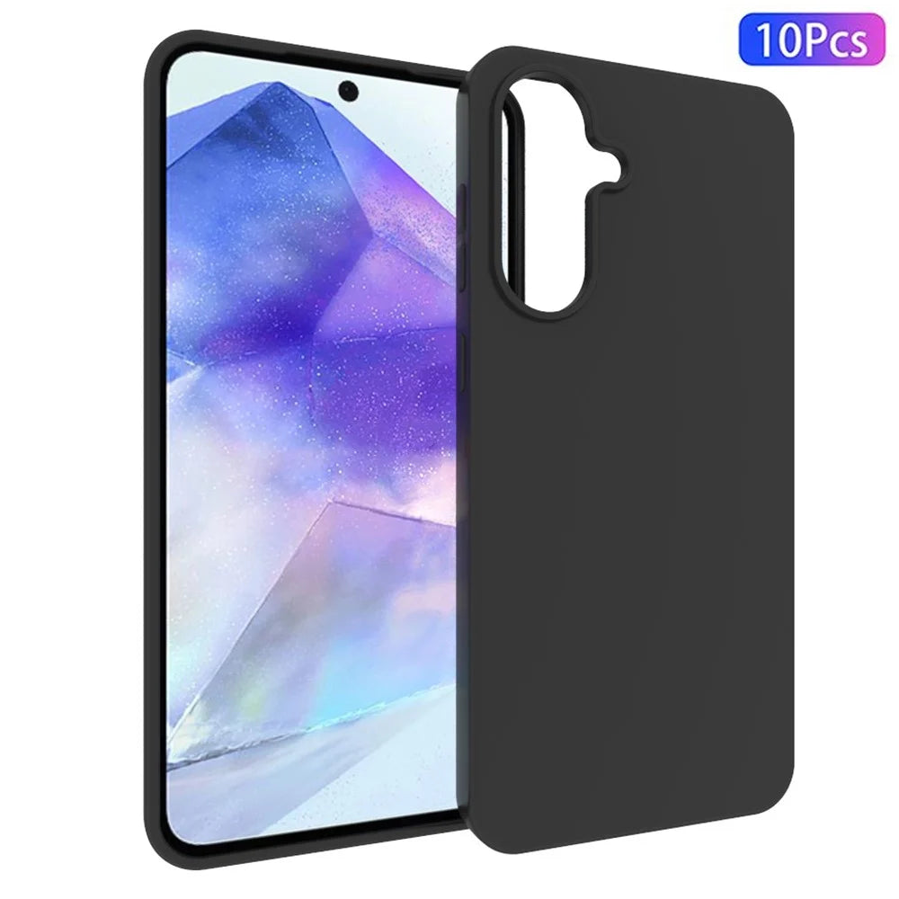 10Pcs  /  Pack For Samsung Galaxy A56 5G Case Anti Fingerprint Soft TPU Protective Cover - Black - 1