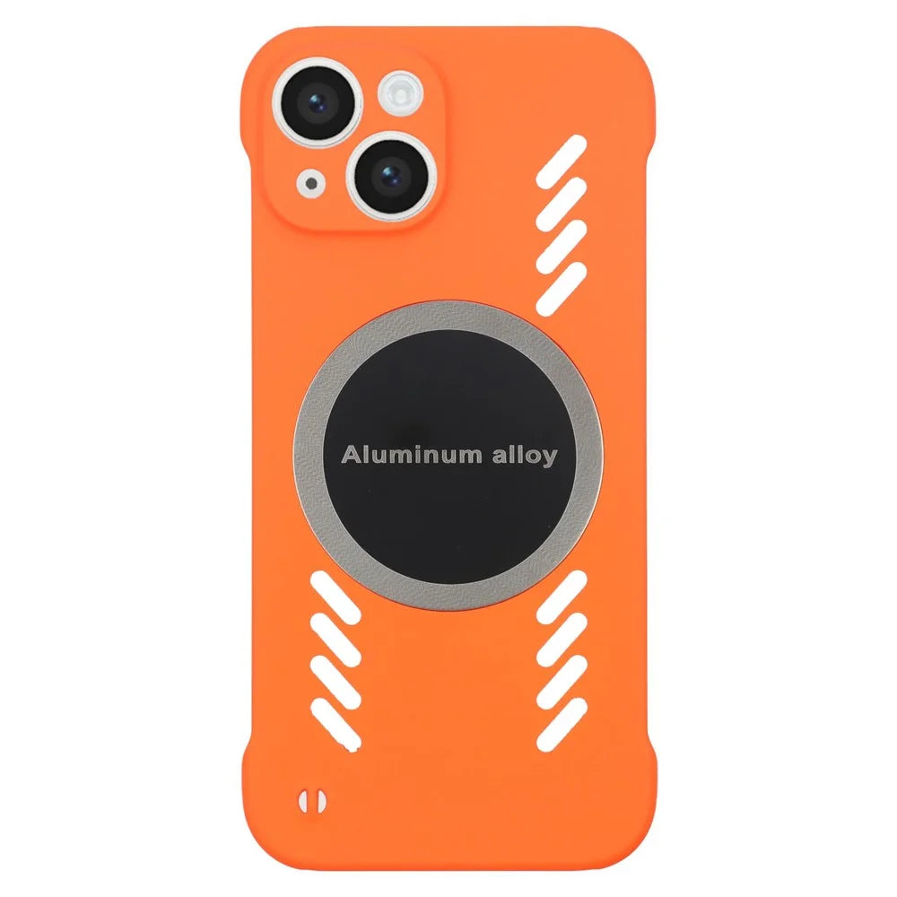 For iPhone 14 Case Hard PC Frameless Heat Dissipation Phone Cover - Orange - 1