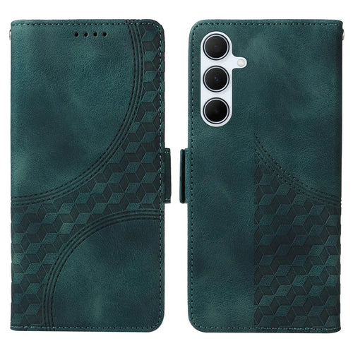 For Samsung Galaxy A56 5G Case PU Leather Phone Cover Rhombus Starry Imprinted - Green - 1